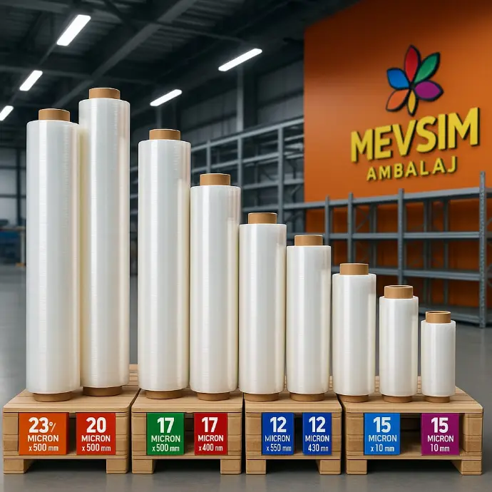 Stretch - Ürünlerinizi güvenle sabitlemek ve taşımak için stretch film en pratik çözümdür. Esnek yapısı sayesinde her türlü ürün grubu için uygulanabilir, aynı zamanda nem, toz ve dış etkenlere karşı koruma sağlar. İşletmenizin lojistik süreçlerinde verimlilik ve güvenlik sunar.
